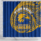 Personalized West Coast Eagles Polynesian Shower Curtain Tribal Chest and Sleeve Tattoo Heritage Warrior