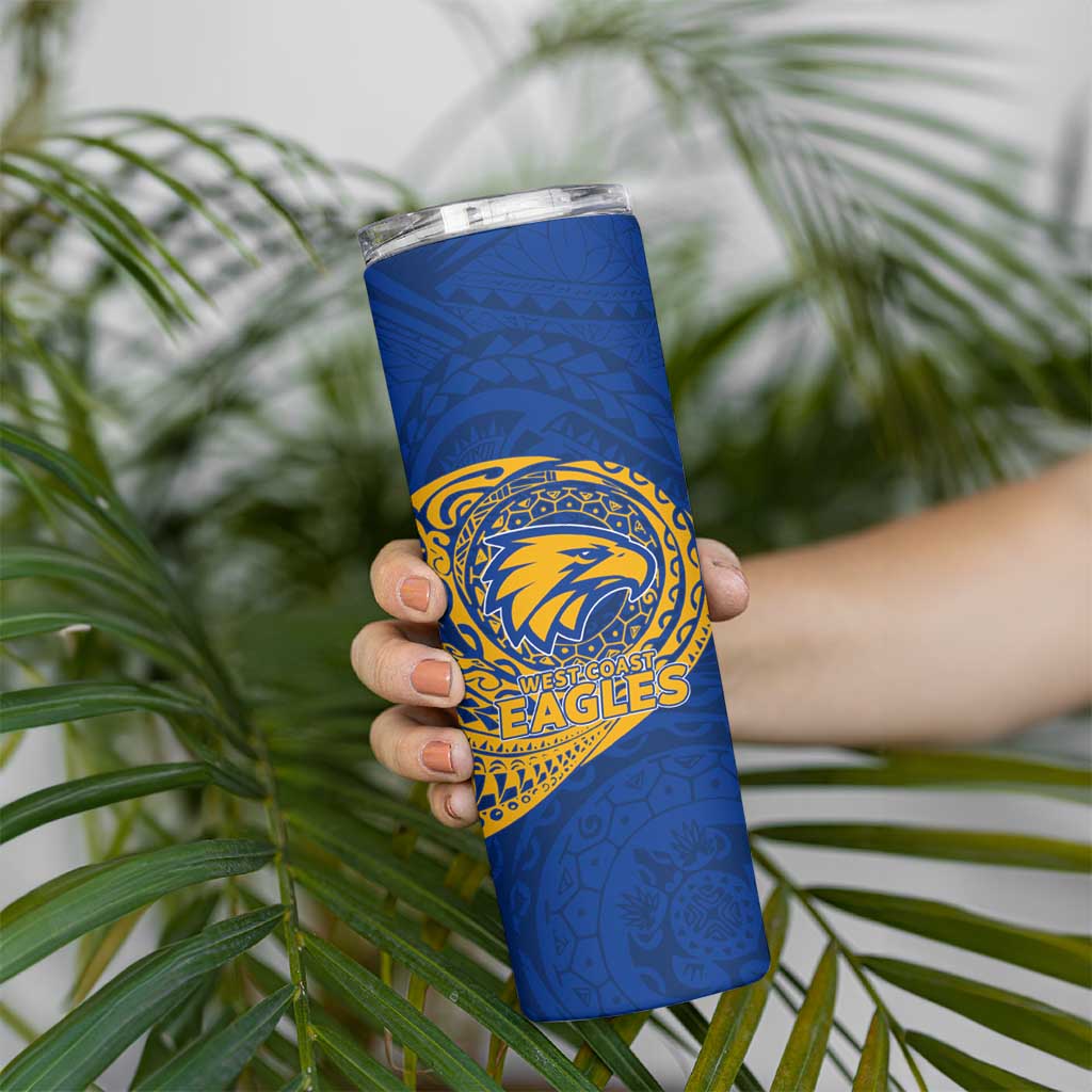 Personalized West Coast Eagles Polynesian Skinny Tumbler Tribal Chest and Sleeve Tattoo Heritage Warrior