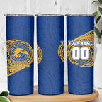 Personalized West Coast Eagles Polynesian Skinny Tumbler Tribal Chest and Sleeve Tattoo Heritage Warrior
