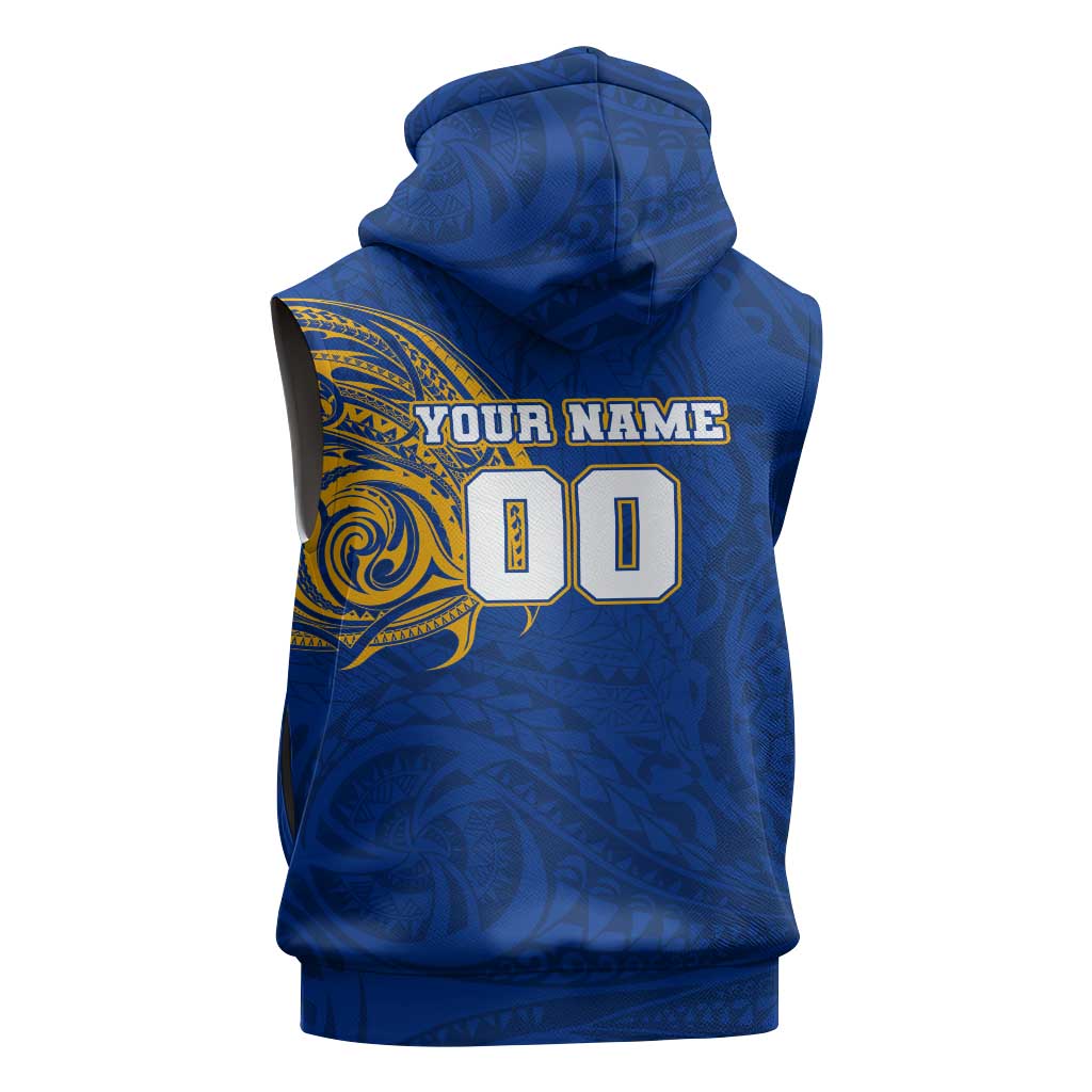 Personalized West Coast Eagles Polynesian Sleeveless Hoodie Tribal Chest and Sleeve Tattoo Heritage Warrior