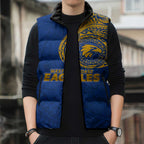 Personalized West Coast Eagles Polynesian Sleeveless Puffer Jacket Tribal Chest and Sleeve Tattoo Heritage Warrior