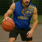 Personalized West Coast Eagles Polynesian Sleeveless Zip Hoodie Tribal Chest and Sleeve Tattoo Heritage Warrior