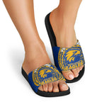 Personalized West Coast Eagles Polynesian Slide Sandals Tribal Chest and Sleeve Tattoo Heritage Warrior