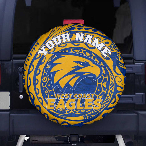 Personalized West Coast Eagles Polynesian Spare Tire Cover Tribal Chest and Sleeve Tattoo Heritage Warrior