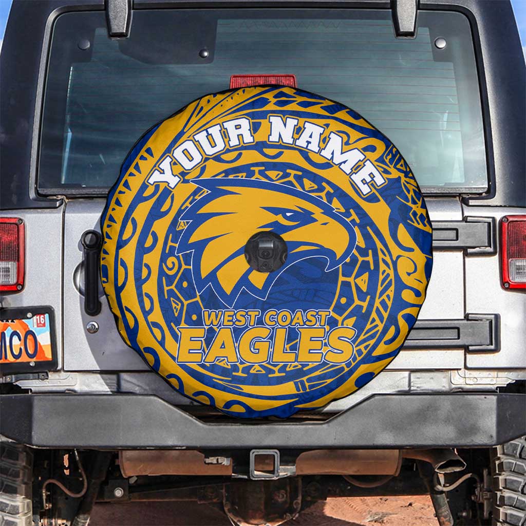 Personalized West Coast Eagles Polynesian Spare Tire Cover Tribal Chest and Sleeve Tattoo Heritage Warrior