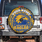Personalized West Coast Eagles Polynesian Spare Tire Cover Tribal Chest and Sleeve Tattoo Heritage Warrior