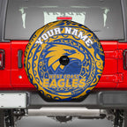Personalized West Coast Eagles Polynesian Spare Tire Cover Tribal Chest and Sleeve Tattoo Heritage Warrior