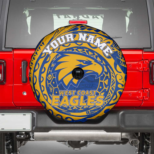 Personalized West Coast Eagles Polynesian Spare Tire Cover Tribal Chest and Sleeve Tattoo Heritage Warrior