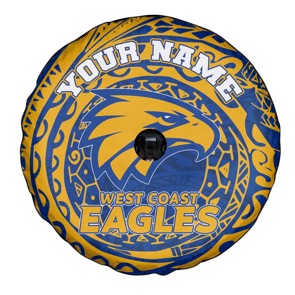 Personalized West Coast Eagles Polynesian Spare Tire Cover Tribal Chest and Sleeve Tattoo Heritage Warrior