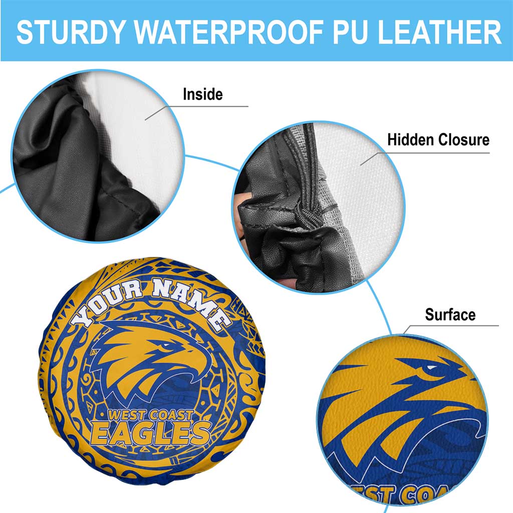 Personalized West Coast Eagles Polynesian Spare Tire Cover Tribal Chest and Sleeve Tattoo Heritage Warrior