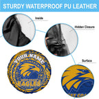 Personalized West Coast Eagles Polynesian Spare Tire Cover Tribal Chest and Sleeve Tattoo Heritage Warrior