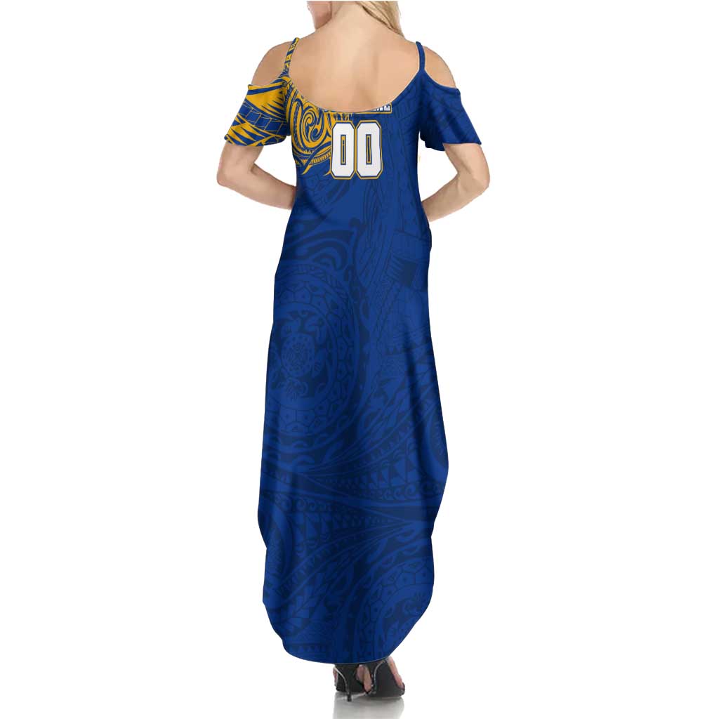 Personalized West Coast Eagles Polynesian Summer Maxi Dress Tribal Chest and Sleeve Tattoo Heritage Warrior