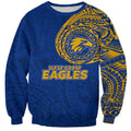 Personalized West Coast Eagles Polynesian Sweatshirt Tribal Chest and Sleeve Tattoo Heritage Warrior