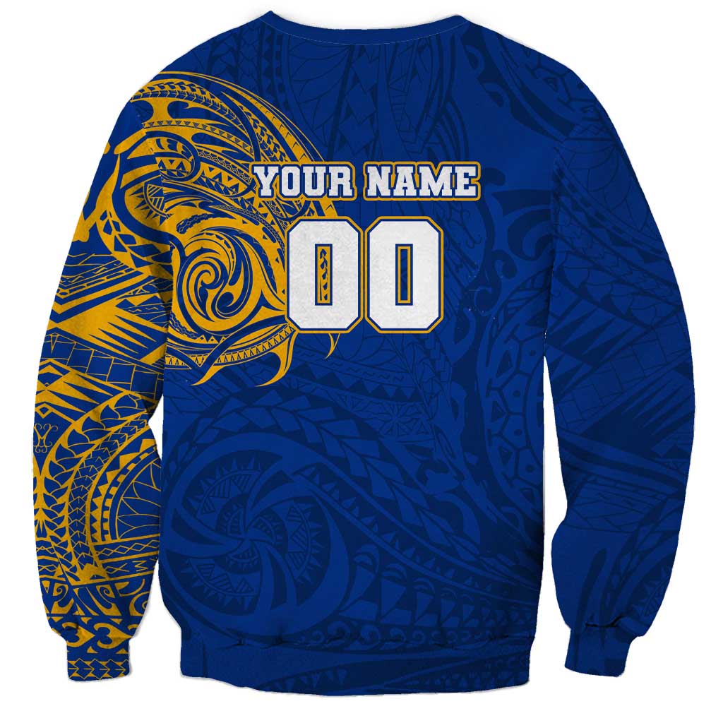 Personalized West Coast Eagles Polynesian Sweatshirt Tribal Chest and Sleeve Tattoo Heritage Warrior