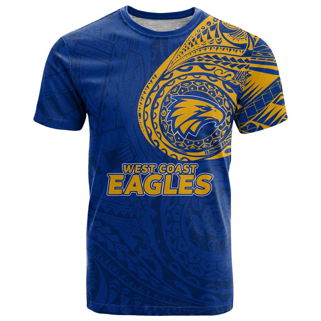 Personalized West Coast Eagles Polynesian T Shirt Tribal Chest and Sleeve Tattoo Heritage Warrior