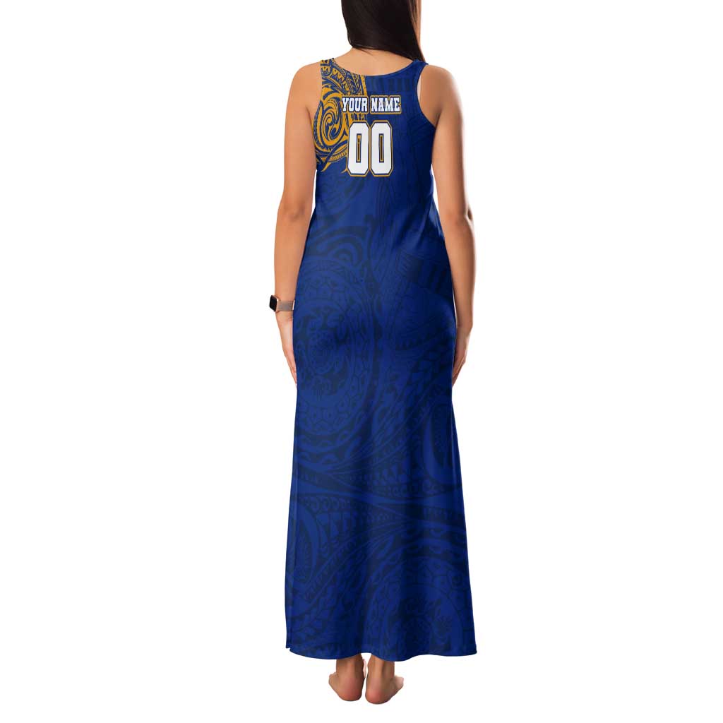 Personalized West Coast Eagles Polynesian Tank Maxi Dress Tribal Chest and Sleeve Tattoo Heritage Warrior