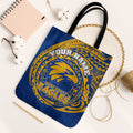 Personalized West Coast Eagles Polynesian Tote Bag Tribal Chest and Sleeve Tattoo Heritage Warrior