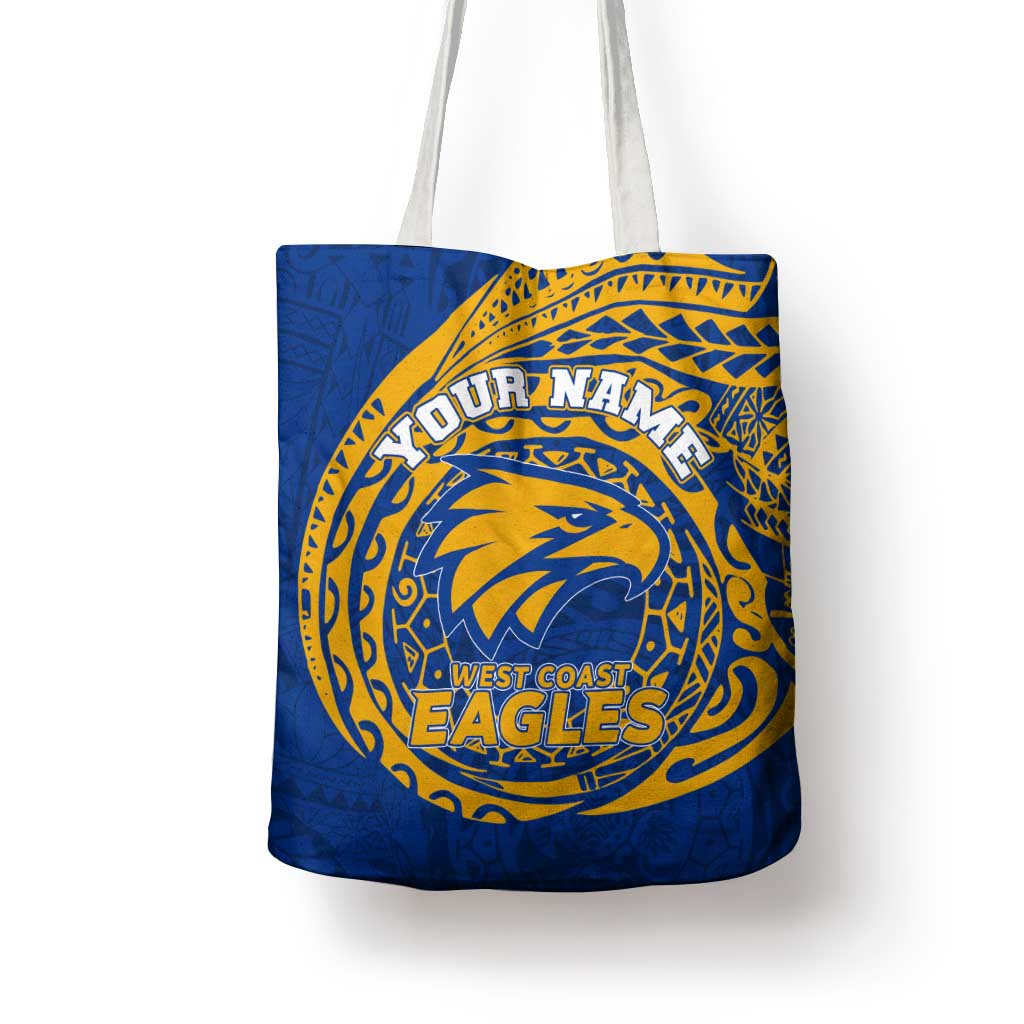 Personalized West Coast Eagles Polynesian Tote Bag Tribal Chest and Sleeve Tattoo Heritage Warrior