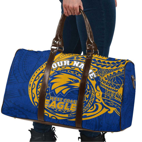 Personalized West Coast Eagles Polynesian Travel Bag Tribal Chest and Sleeve Tattoo Heritage Warrior