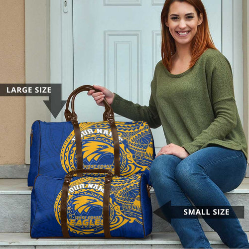 Personalized West Coast Eagles Polynesian Travel Bag Tribal Chest and Sleeve Tattoo Heritage Warrior