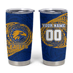 Personalized West Coast Eagles Polynesian Tumbler Cup Tribal Chest and Sleeve Tattoo Heritage Warrior