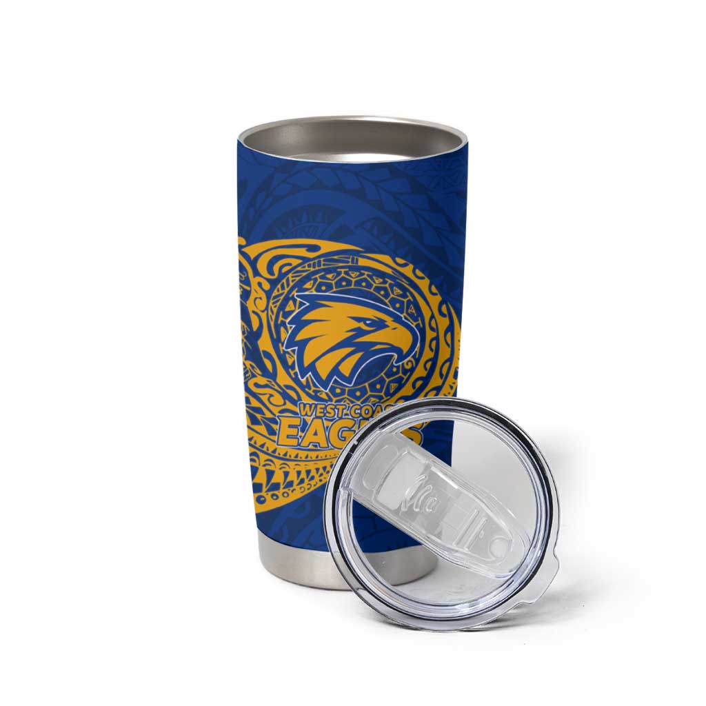 Personalized West Coast Eagles Polynesian Tumbler Cup Tribal Chest and Sleeve Tattoo Heritage Warrior