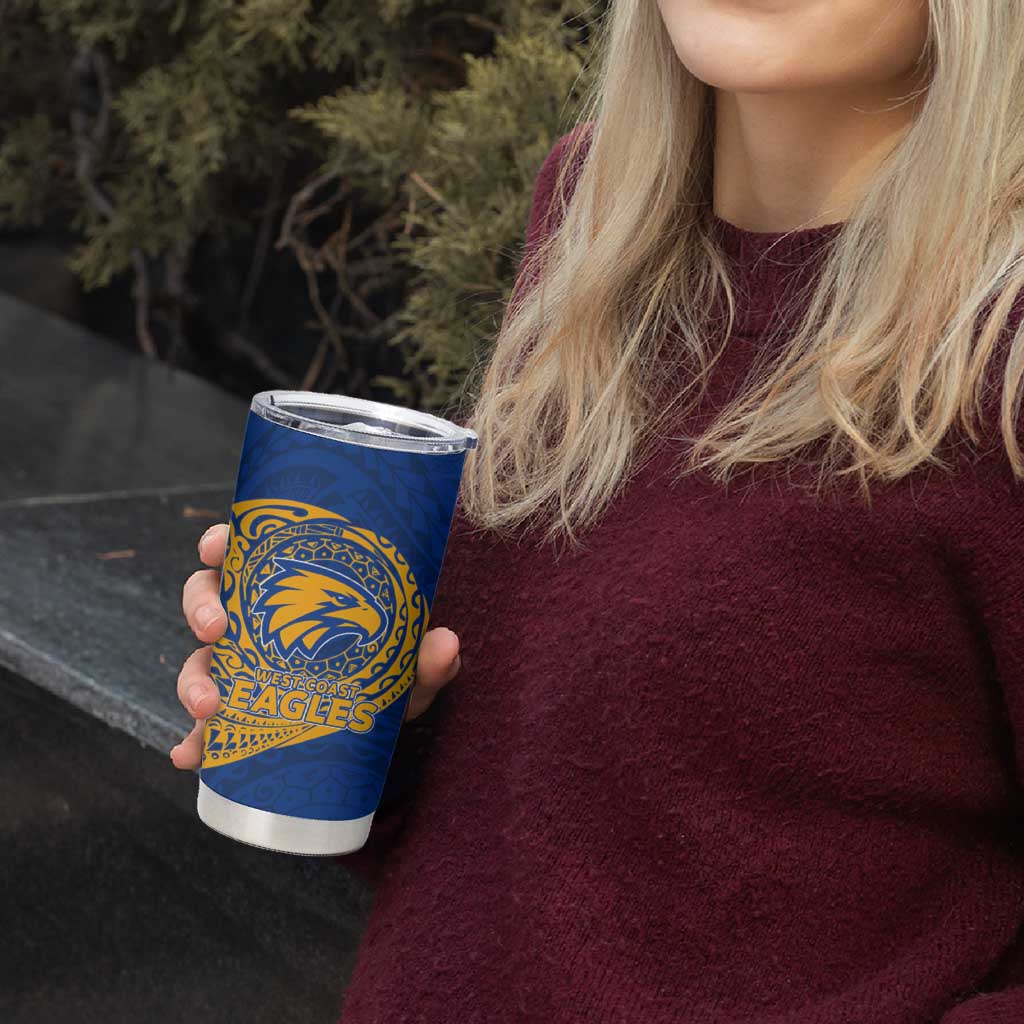 Personalized West Coast Eagles Polynesian Tumbler Cup Tribal Chest and Sleeve Tattoo Heritage Warrior
