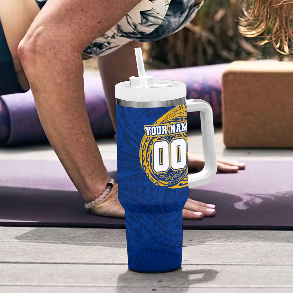 Personalized West Coast Eagles Polynesian Tumbler With Handle Tribal Chest and Sleeve Tattoo Heritage Warrior