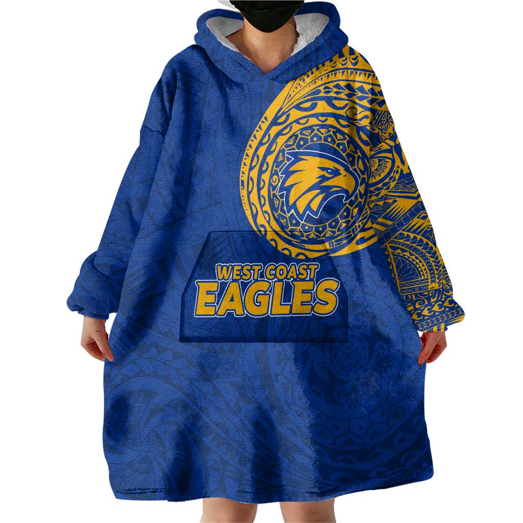 Personalized West Coast Eagles Polynesian Wearable Blanket Hoodie Tribal Chest and Sleeve Tattoo Heritage Warrior