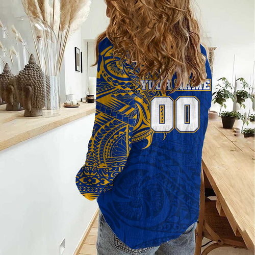 Personalized West Coast Eagles Polynesian Women Casual Shirt Tribal Chest and Sleeve Tattoo Heritage Warrior