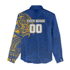 Personalized West Coast Eagles Polynesian Women Casual Shirt Tribal Chest and Sleeve Tattoo Heritage Warrior
