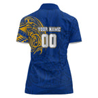 Personalized West Coast Eagles Polynesian Women Polo Shirt Tribal Chest and Sleeve Tattoo Heritage Warrior