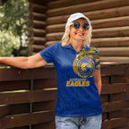 Personalized West Coast Eagles Polynesian Women Polo Shirt Tribal Chest and Sleeve Tattoo Heritage Warrior