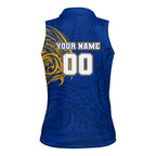 Personalized West Coast Eagles Polynesian Women Sleeveless Polo Shirt Tribal Chest and Sleeve Tattoo Heritage Warrior