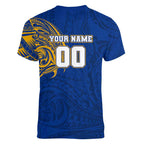 Personalized West Coast Eagles Polynesian Women V-Neck T-Shirt Tribal Chest and Sleeve Tattoo Heritage Warrior