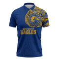 Personalized West Coast Eagles Polynesian Zipper Polo Shirt Tribal Chest and Sleeve Tattoo Heritage Warrior