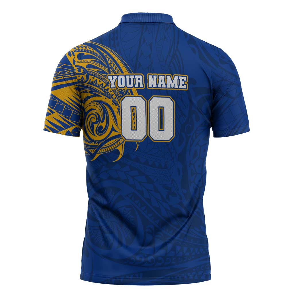 Personalized West Coast Eagles Polynesian Zipper Polo Shirt Tribal Chest and Sleeve Tattoo Heritage Warrior