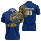Personalized West Coast Eagles Polynesian Zipper Polo Shirt Tribal Chest and Sleeve Tattoo Heritage Warrior