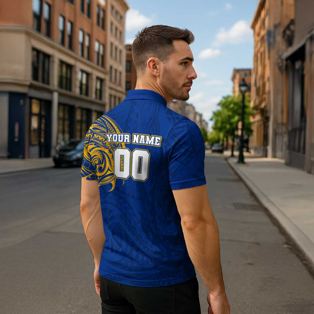 Personalized West Coast Eagles Polynesian Zipper Polo Shirt Tribal Chest and Sleeve Tattoo Heritage Warrior