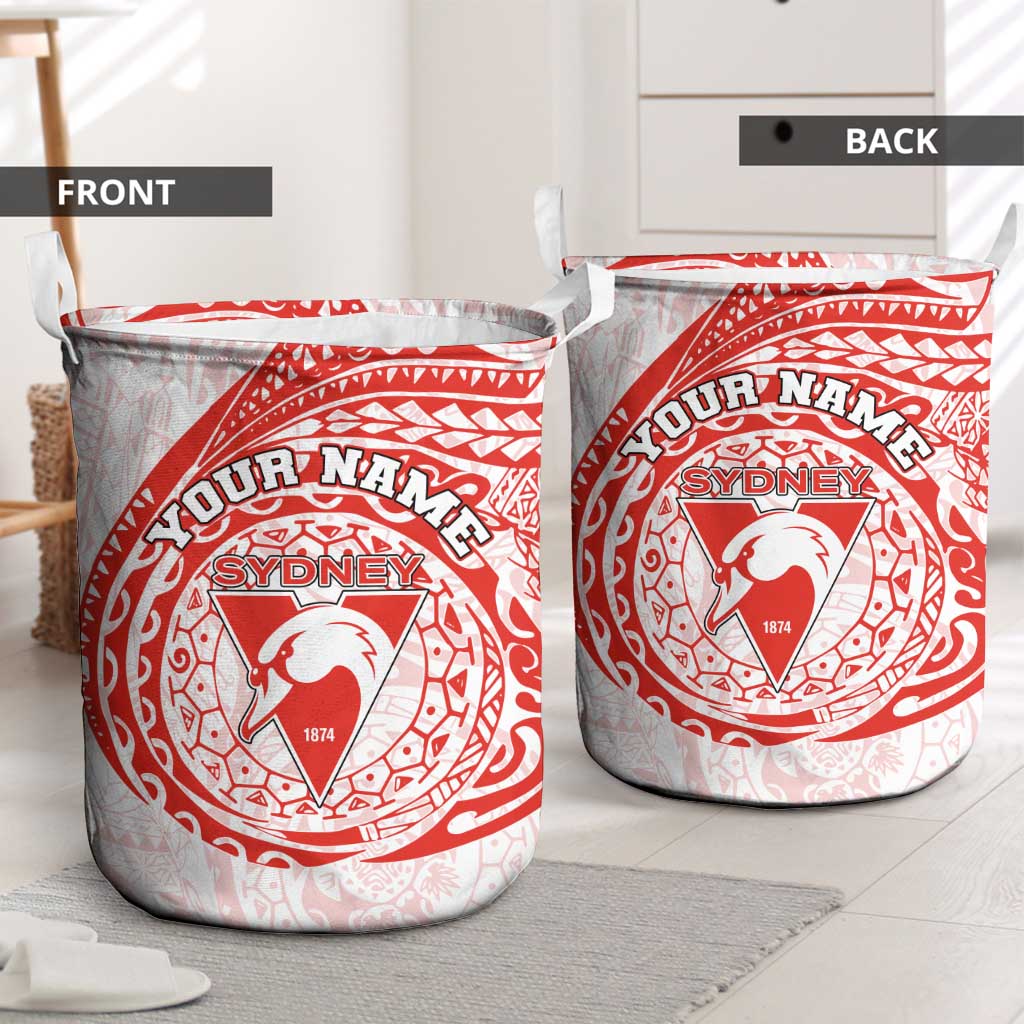 Personalized Sydney Swans Polynesian Laundry Basket Tribal Chest and Sleeve Tattoo Heritage Warrior