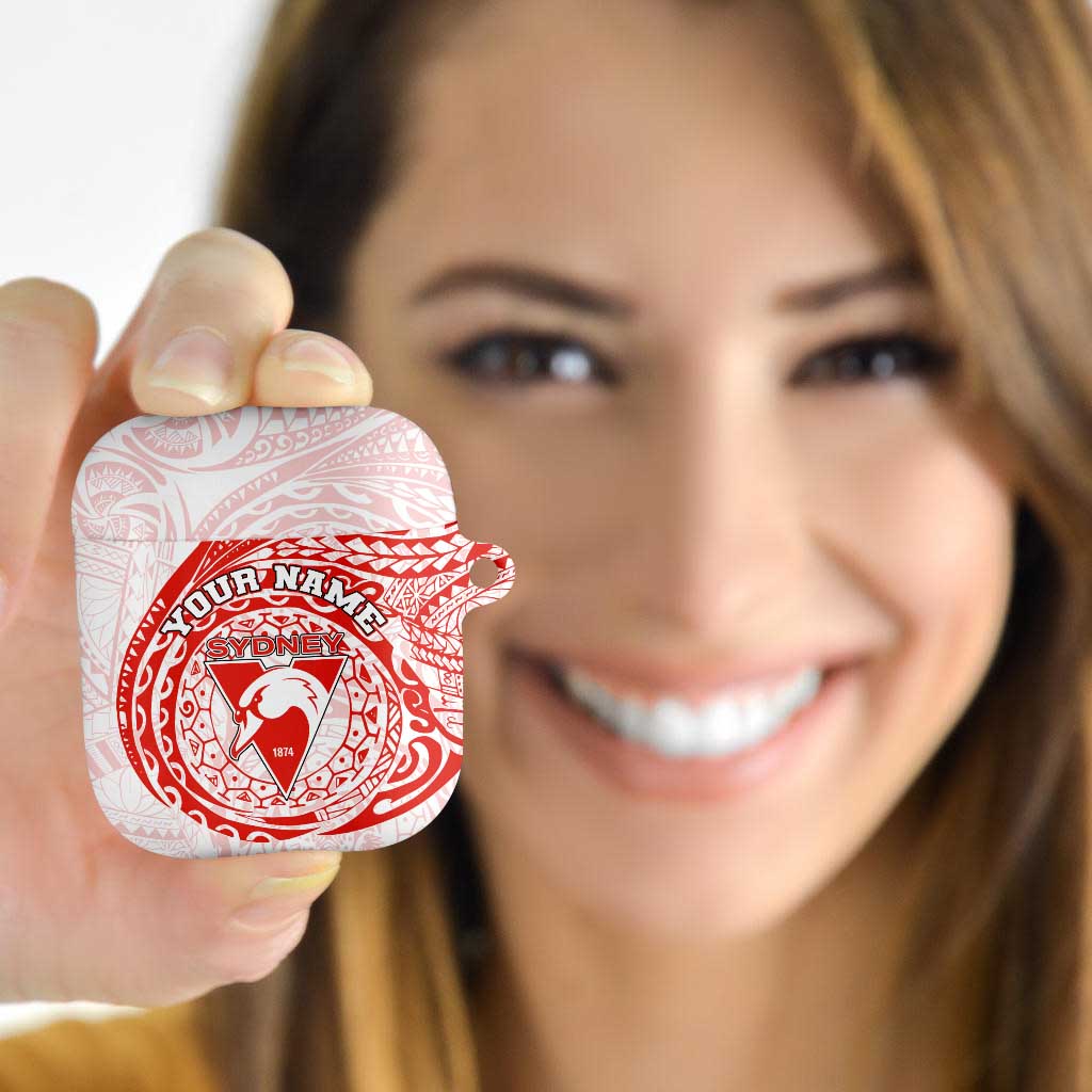 Personalized Sydney Swans Polynesian AirPods Case Tribal Chest and Sleeve Tattoo Heritage Warrior