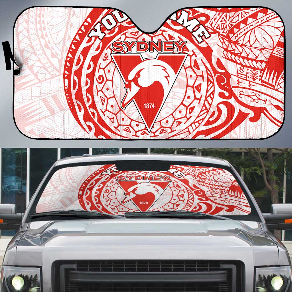 Personalized Sydney Swans Polynesian Auto Sun Shade Tribal Chest and Sleeve Tattoo Heritage Warrior