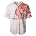 Personalized Sydney Swans Polynesian Baseball Jersey Tribal Chest and Sleeve Tattoo Heritage Warrior