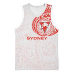 Personalized Sydney Swans Polynesian Basketball Jersey Tribal Chest and Sleeve Tattoo Heritage Warrior