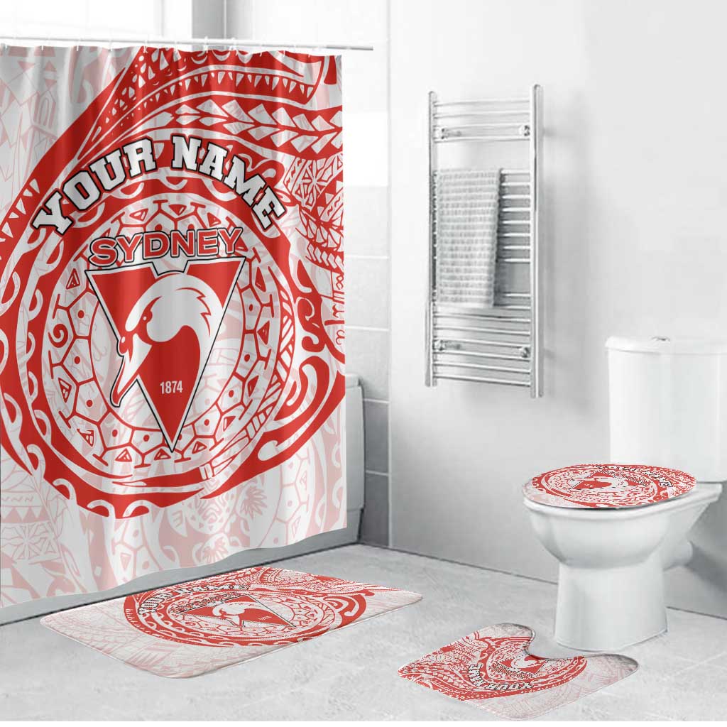 Personalized Sydney Swans Polynesian Bathroom Set Tribal Chest and Sleeve Tattoo Heritage Warrior