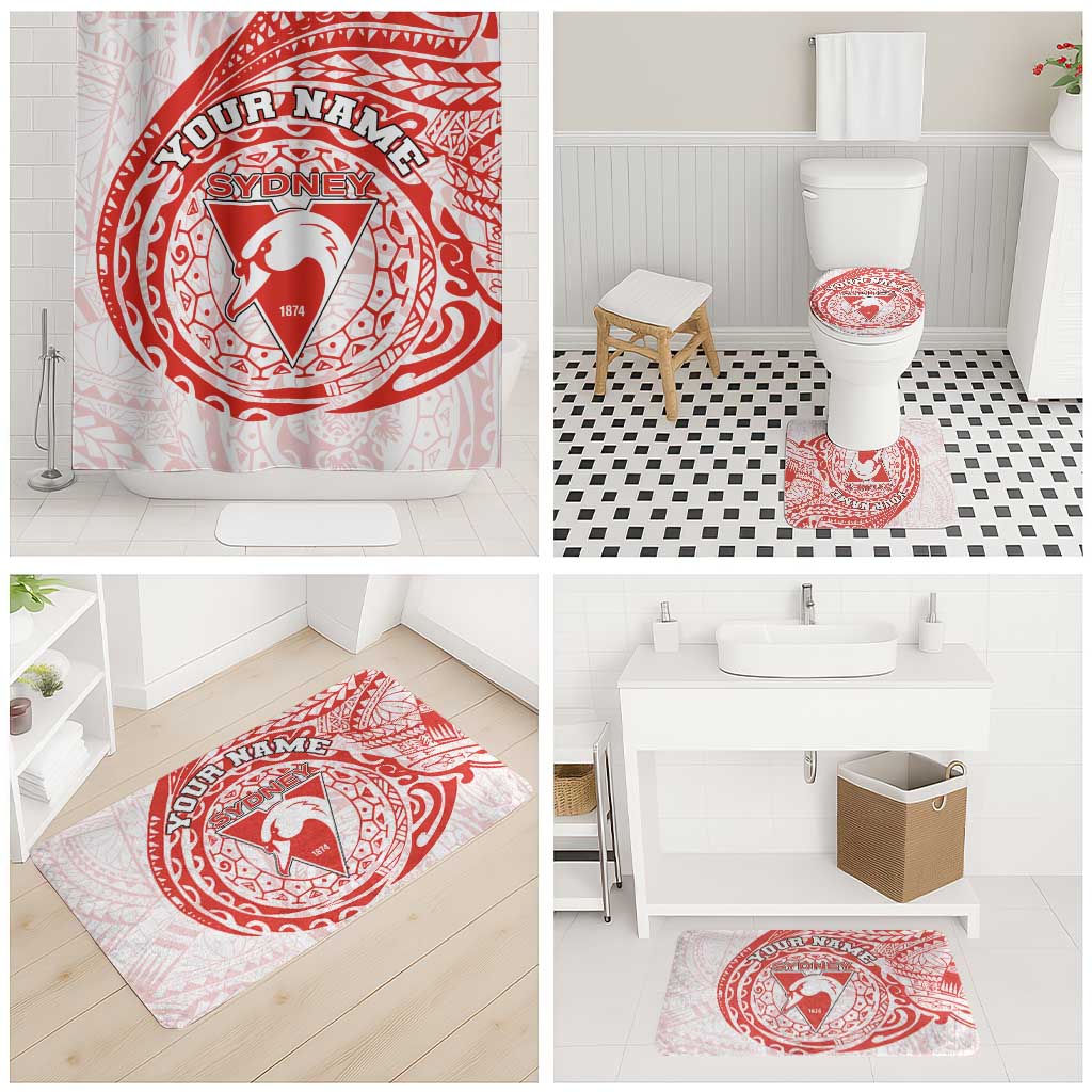 Personalized Sydney Swans Polynesian Bathroom Set Tribal Chest and Sleeve Tattoo Heritage Warrior