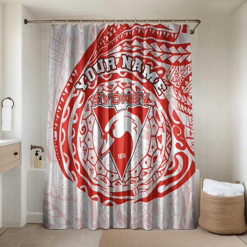 Personalized Sydney Swans Polynesian Bathroom Set Tribal Chest and Sleeve Tattoo Heritage Warrior