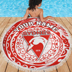 Personalized Sydney Swans Polynesian Beach Blanket Tribal Chest and Sleeve Tattoo Heritage Warrior