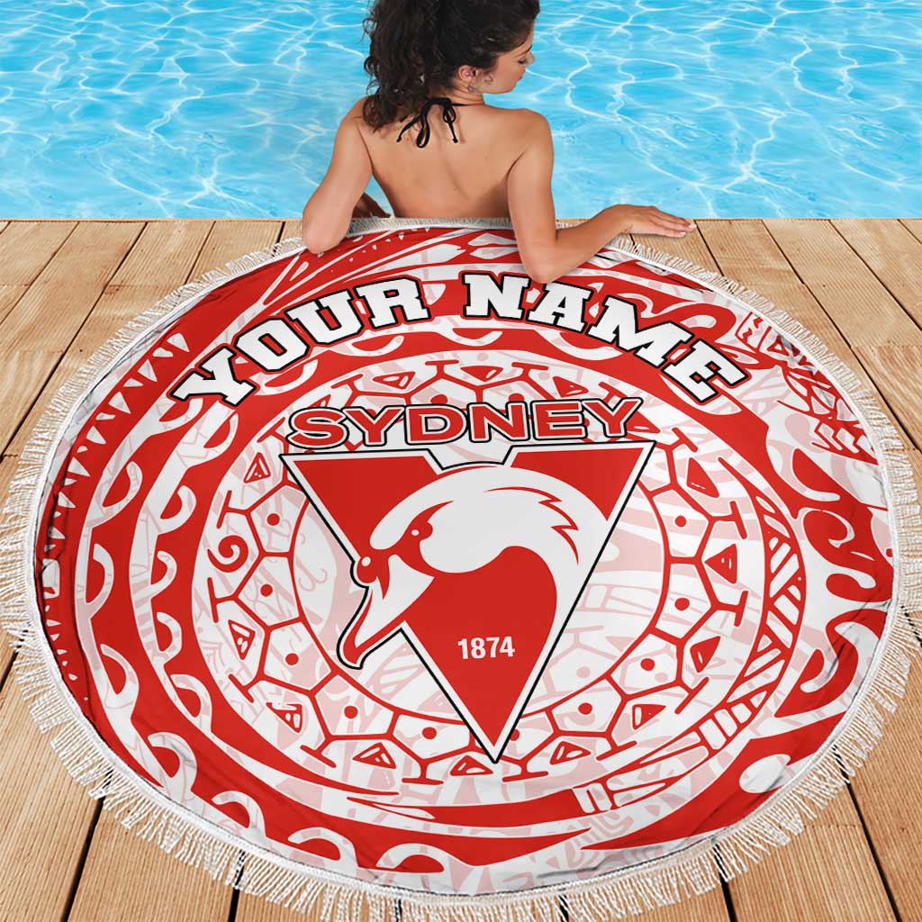 Personalized Sydney Swans Polynesian Beach Blanket Tribal Chest and Sleeve Tattoo Heritage Warrior