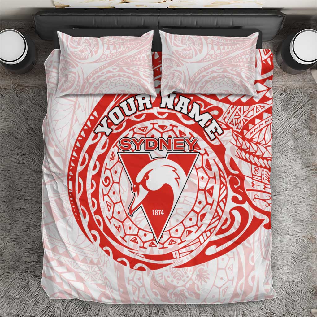 Personalized Sydney Swans Polynesian Bedding Set Tribal Chest and Sleeve Tattoo Heritage Warrior